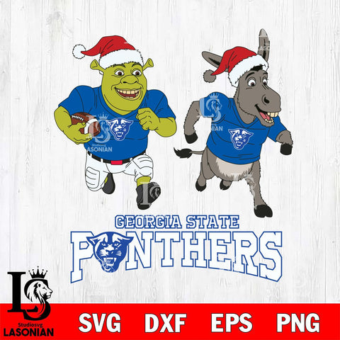 Georgia State Panthers Shrek and Donkey Football Cricut,Christmas SVG DXF EPS PNG FILE, NCAA Digital Download,Instant Download, Silhouette