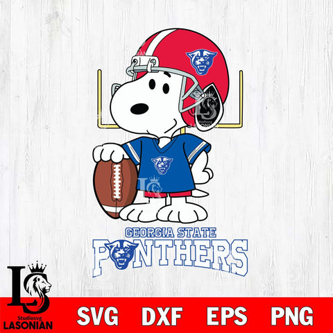 Georgia State Panthers Snoopy Player Football SVG DXF EPS PNG FILE,Snoopy File Cut, NCAA Digital Download,Instant Download,Christmas Silhouette