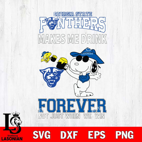 Georgia State Panthers Snoopy makes me drink forever SVG DXF EPS PNG FILE,Snoopy File Cut, NCAA Digital Download,Instant Download,Christmas Silhouette