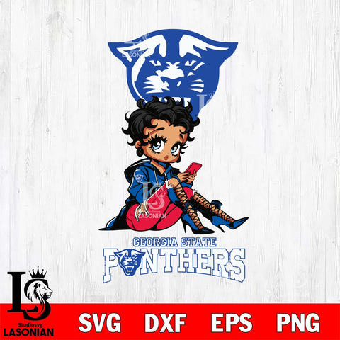 Georgia State Panthers Style Black Fan Girl Betty Boop, Svg Eps Dxf Png File, Digital Download