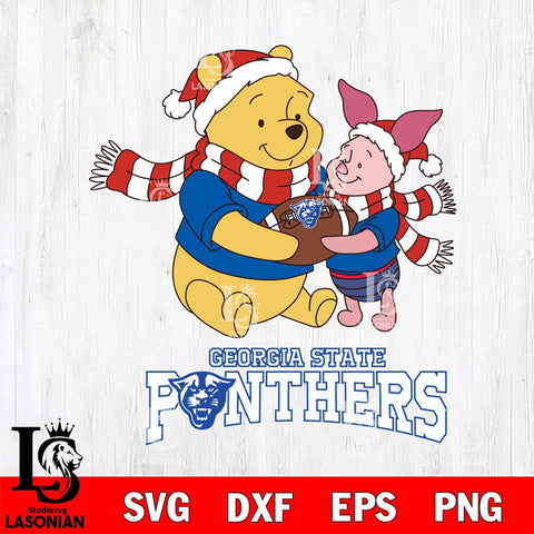 Georgia State Panthers Winnie the Pooh & Piglet Football Cricut,Christmas SVG DXF EPS PNG FILE, NCAA Digital Download,Instant Download, Silhouette