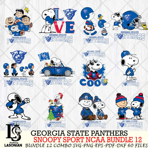 Georgia State Panthers  Snoopy NCAA Bundle 12 SVG Svg Eps Dxf Png File, Digital Download