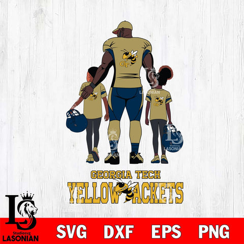 Georgia Tech Yellow Jackets 3 Father and son Rugby SVG DXF EPS PNG FILE,NCAA SVG, Father day Digital Download,Instant Download, Silhouette