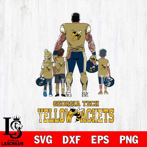 Georgia Tech Yellow Jackets 4 Father and son Rugby SVG DXF EPS PNG FILE,NCAA SVG, Father day Digital Download,Instant Download, Silhouette