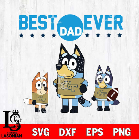 Georgia Tech Yellow Jackets Best Dad Ever , father day , Bluey NCAA Svg Eps Dxf Png File, Digital Download, Instant Download
