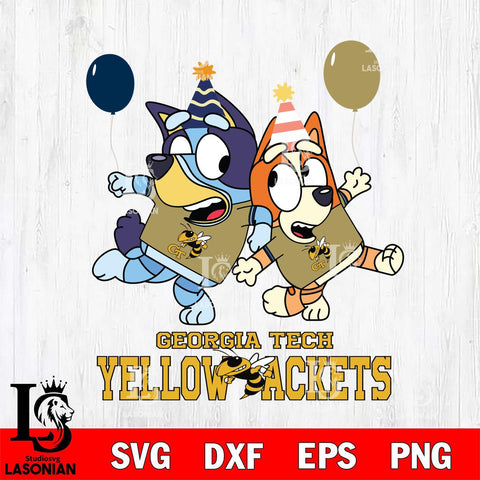 Georgia Tech Yellow Jackets Bluey & Bingo 2 Svg Eps Dxf Png File, NCAA svg, Digital Download, Instant Download