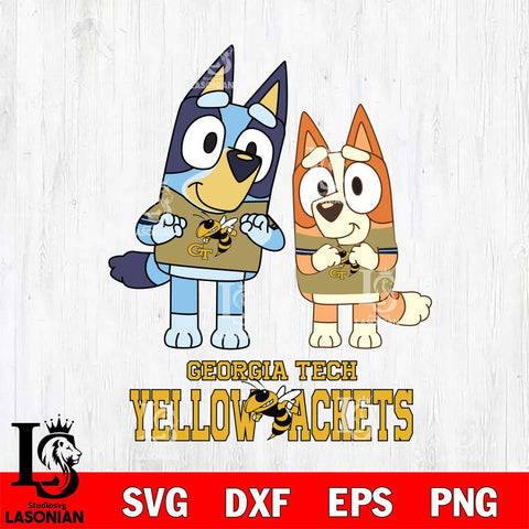 Georgia Tech Yellow Jackets Bluey & Bingo 6 Svg Eps Dxf Png File, NCAA svg, Digital Download, Instant Download