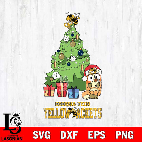 Georgia Tech Yellow Jackets Bluey Chilli Christmas Tree Svg Eps Dxf Png File, Digital Download