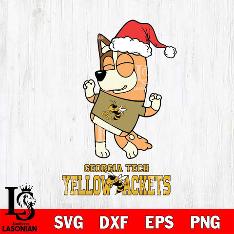 Georgia Tech Yellow Jackets Bluey Chilli Happy Christmas Svg Eps Dxf Png File, Digital Download