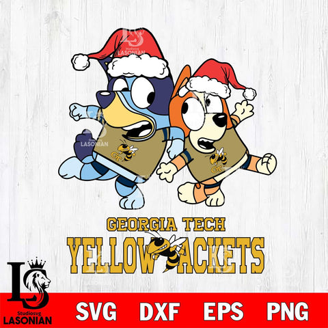 Georgia Tech Yellow Jackets Bluey Christmas Holiday Svg Eps Dxf Png File, Digital Download