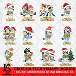 Georgia Tech Yellow Jackets Bluey Christmas NCAA Bundle 12 Cricut File Cut Files , Bluey Cricut , Christmas Svg , Bluey svg , Digital Download, dxf eps png pdf file