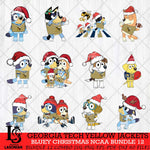 Georgia Tech Yellow Jackets Bluey Christmas NCAA Bundle 12 SVG Eps Dxf Png File, Digital Download, Instant Download