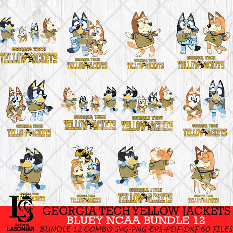 Georgia Tech Yellow Jackets Bluey Dace Mode NCAA Bundle 12 SVG Eps Dxf Png File, Digital Download, Instant Download