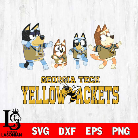 Georgia Tech Yellow Jackets Bluey Dance Mode Squats Svg Eps Dxf Png File, Digital Download, Instant Download