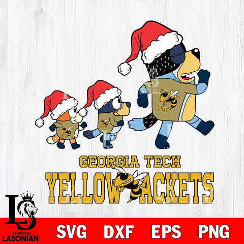 Georgia Tech Yellow Jackets Bluey Family Christmas Svg Eps Dxf Png File, Digital Download