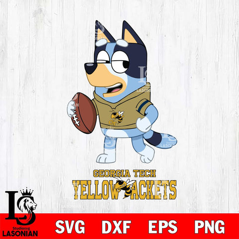 Georgia Tech Yellow Jackets Bluey Football Sport Svg Eps Dxf Png File, Digital Download ,Instant Download, Cricut File