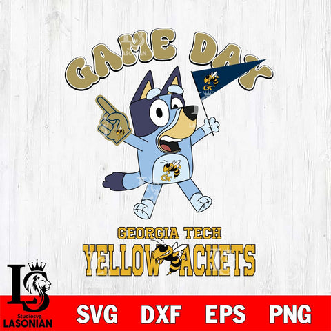 Georgia Tech Yellow Jackets Bluey Game Day Svg Eps Dxf Png File, Digital Download, Instant Download