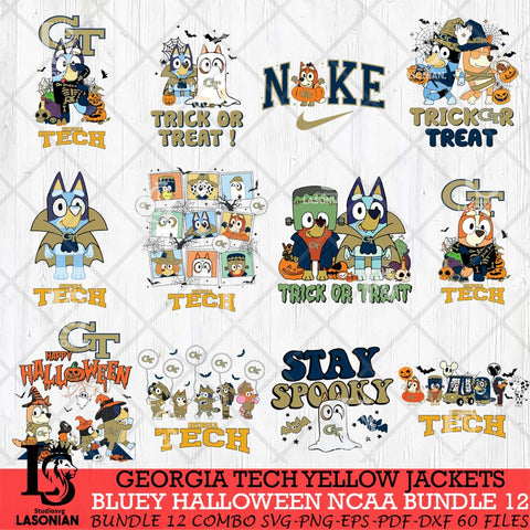 Georgia Tech Yellow Jackets Bluey Halloween NCAA 12 SVG Eps Dxf Png File, Bundle NCAA svg, Digital Download, Instant Download