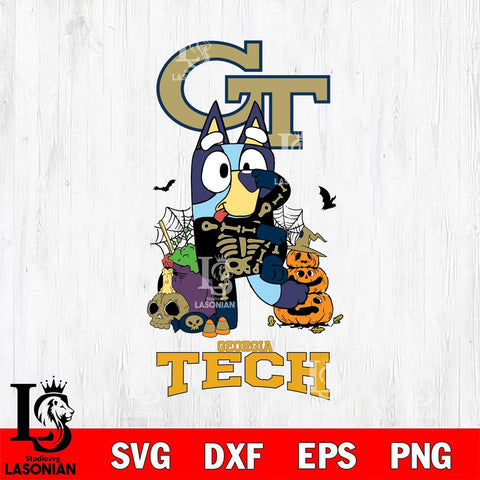 Georgia Tech Yellow Jackets Bluey Halloween NCAA 2 Svg Eps Dxf Png File, Digital Download, Instant Download