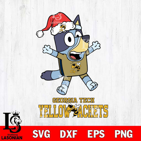 Georgia Tech Yellow Jackets Bluey Happy Christmas Svg Eps Dxf Png File, Digital Download