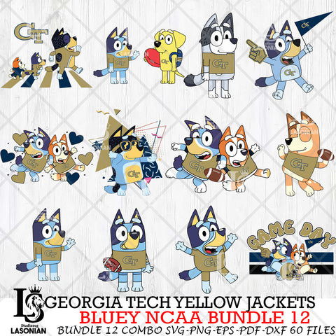 Georgia Tech Yellow Jackets Bluey NCAA Bundle 12 Svg Eps Dxf Png File, Digital Download, Instant Download