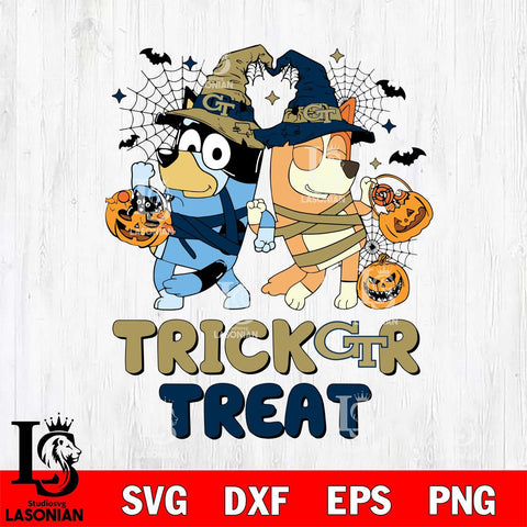 Georgia Tech Yellow Jackets Bluey Trick or Treat Halloween 2 Svg Eps Dxf Png File, Digital Download, Instant Download
