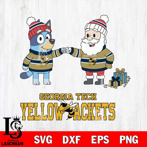 Georgia Tech Yellow Jackets Bluey With Satan Christmas File Cut, NCAA SVG DXF EPS PNG FILE, Digital Download,Instant Download, Silhouette