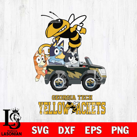 Georgia Tech Yellow Jackets Bluey friends car Svg Eps Dxf Png File, NCAA svg, Digital Download, Instant Download