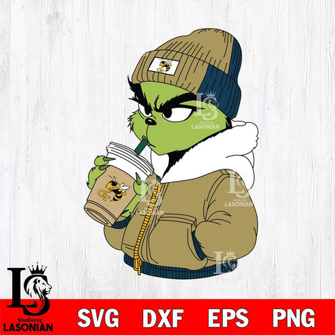 Georgia Tech Yellow Jackets Boujee Grinch 6 Svg Eps Dxf Png File, Digital Download, Instant Download