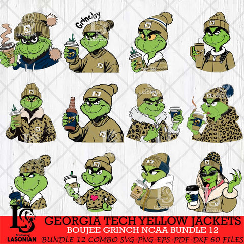 Georgia Tech Yellow Jackets Boujee Grinch NCAA Bundle 12 SVG Eps Dxf Png File, Digital Download, Instant Download