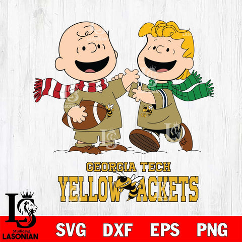 Georgia Tech Yellow Jackets Charlie Brown & Linus Football Cricut,Christmas SVG DXF EPS PNG FILE, NCAA Digital Download,Instant Download, Silhouette