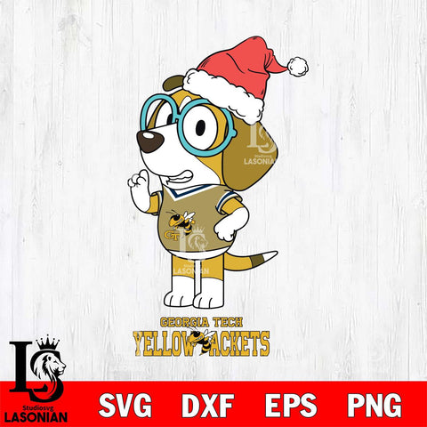 Georgia Tech Yellow Jackets Christmas Bluey Honey Sport Cut Files,Bluey Cricut,Christmas Svg , Bluey svg , Digital Download, dxf eps png pdf file