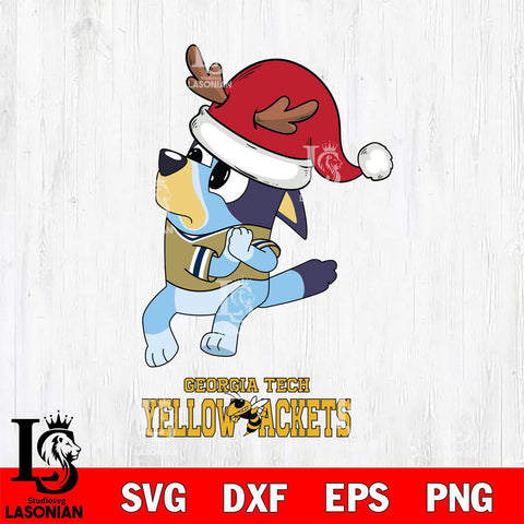 Georgia Tech Yellow Jackets Christmas Bluey Santa Claus Cut Files,Bluey Cricut,Christmas Svg , Bluey svg , Digital Download, dxf eps png pdf file