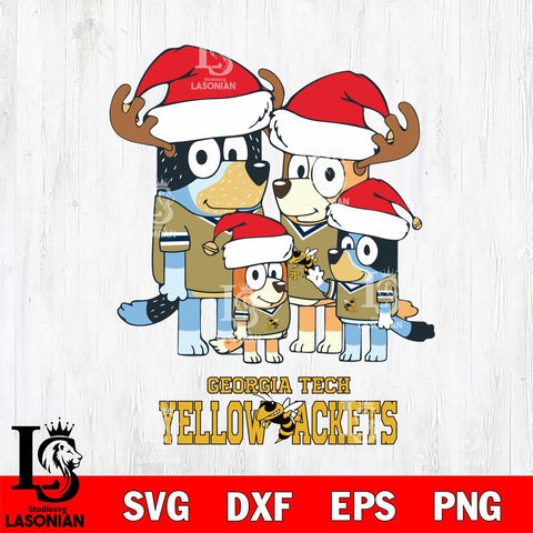 Georgia Tech Yellow Jackets Christmas Bluey Santa Family Cut Files,Bluey Cricut,Christmas Svg , Bluey svg , Digital Download, dxf eps png pdf file