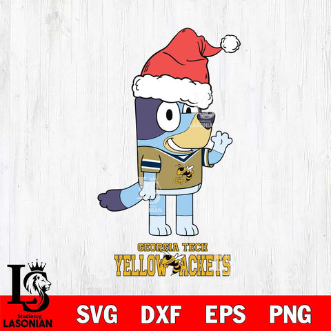 Georgia Tech Yellow Jackets Christmas Bluey Say Hi Cut Files,Bluey Cricut,Christmas Svg , Bluey svg , Digital Download, dxf eps png pdf file