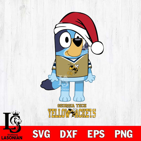 Georgia Tech Yellow Jackets Christmas Bluey Sport Cut Files,Bluey Cricut,Christmas Svg , Bluey svg , Digital Download, dxf eps png pdf file