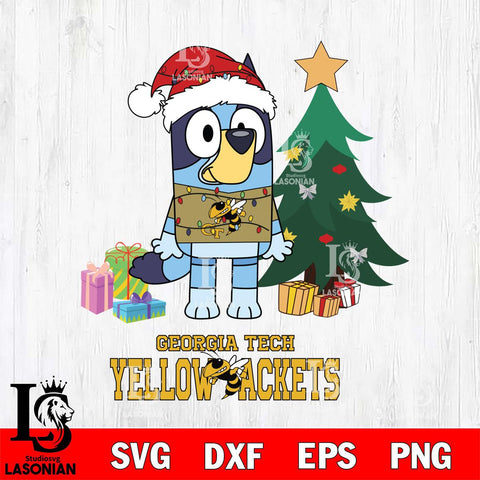 Georgia Tech Yellow Jackets Christmas Bluey Tree Sport Cut Files,Bluey Cricut,Christmas Svg , Bluey svg , Digital Download, dxf eps png pdf file