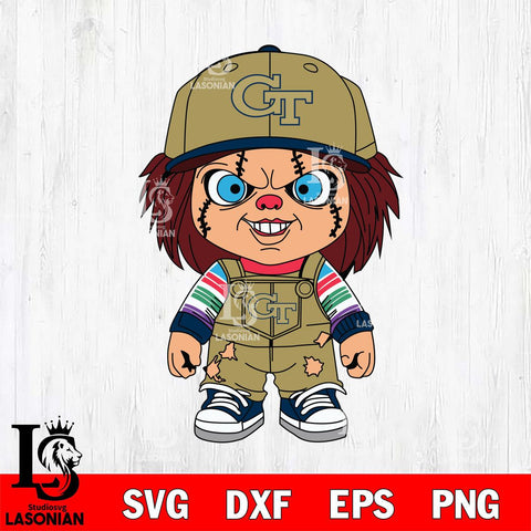 Georgia Tech Yellow Jackets Chucky Football Horror Halloween Svg Eps Dxf Png File, NCAA svg, Digital Download, Instant Download