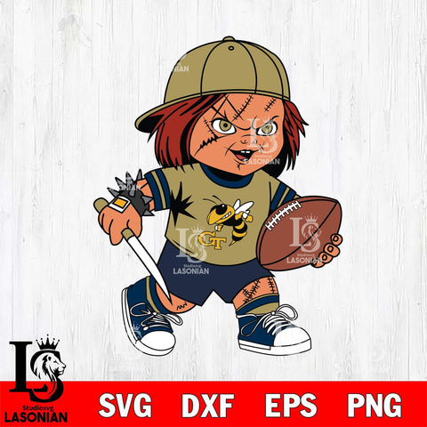 Georgia Tech Yellow Jackets Chucky Horror 10 Svg Eps Dxf Png File, NCAA svg, Digital Download, Instant Download