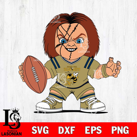 Georgia Tech Yellow Jackets Chucky Horror 2 Svg Eps Dxf Png File, NCAA svg, Digital Download, Instant Download
