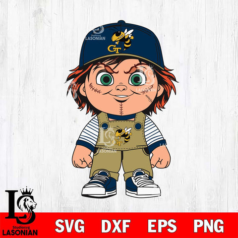 Georgia Tech Yellow Jackets Chucky Horror Svg Eps Dxf Png File, NCAA svg, Digital Download, Instant Download