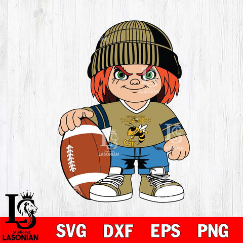 Georgia Tech Yellow Jackets Chucky Horror 4 Svg Eps Dxf Png File, NCAA svg, Digital Download, Instant Download