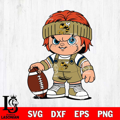 Georgia Tech Yellow Jackets Chucky Horror 5 Svg Eps Dxf Png File, NCAA svg, Digital Download, Instant Download