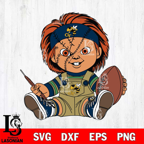 Georgia Tech Yellow Jackets Chucky Horror 9 Svg Eps Dxf Png File, NCAA svg, Digital Download, Instant Download
