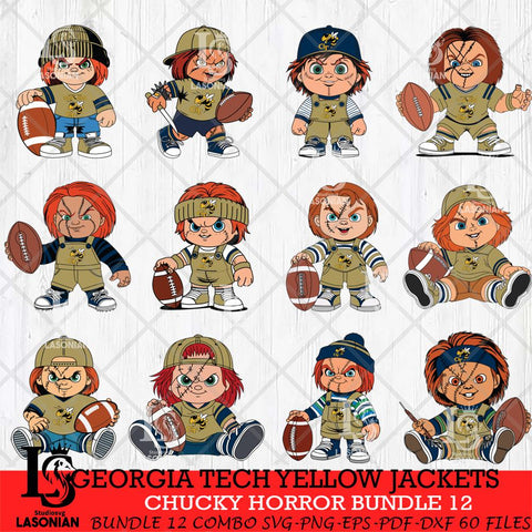 Georgia Tech Yellow Jackets Chucky Horror Bundle 12 SVG Eps Dxf Png File, Bundle NCAA svg, Digital Download, Instant Download