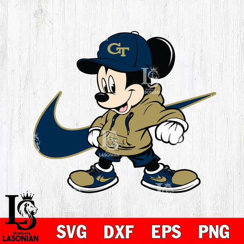 Georgia Tech Yellow Jackets Cool Mickey Mouse Svg Eps Dxf Png File, NCAA svg, Digital Download, Instant Download