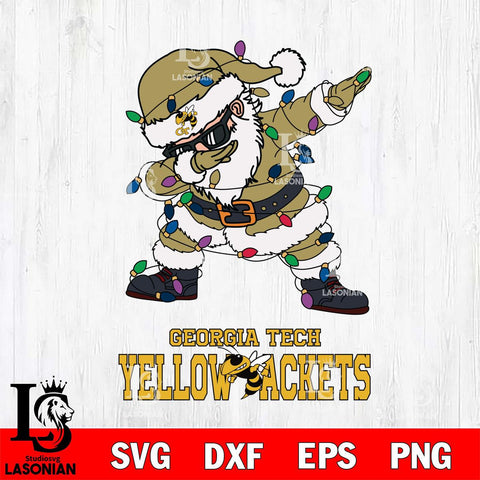 Georgia Tech Yellow Jackets Dabbing Santa Claus Ugly Christmas Svg dxf eps png pdf file,NCAA svg,Digital Download,Cricut file