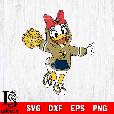 Georgia Tech Yellow Jackets Daisy Duck Cheerleader Christmas File Cut, NCAA SVG DXF EPS PNG FILE, Digital Download , Criucut , Silhouette