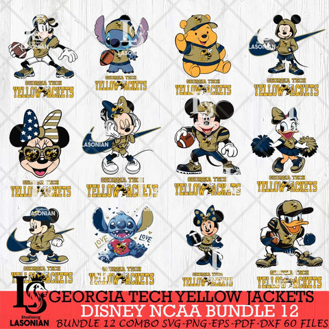 Georgia Tech Yellow Jackets Disney NCAA Bundle Svg PNG 12 Svg Eps Dxf Png File, Digital Download