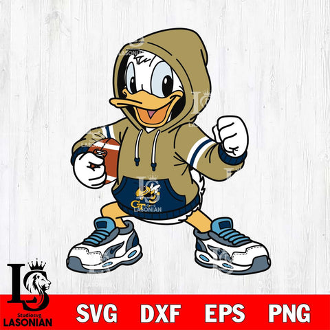 Georgia Tech Yellow Jackets Donald Duck Disney Christmas File Cut, NCAA SVG DXF EPS PNG FILE, Digital Download , Criucut , Silhouette